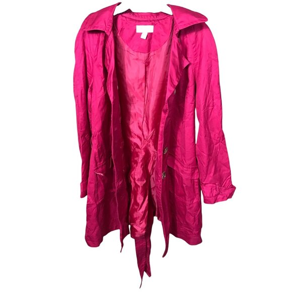 J M Collection Hot Pink Double breast Long Sleeve‎ lightweight Jacket - Picture 1 of 4